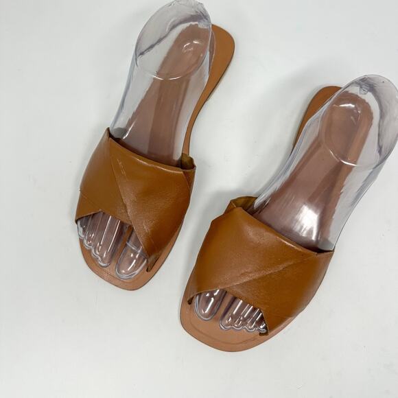 ASOS Brown Leather Slide Sandal, GUC, Size 5, MSRP $79 - Picture 5 of 14